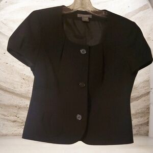 Ann Taylor Petites Jacket Blazer Topper Womens Size 6 Petite 6P Black Lined